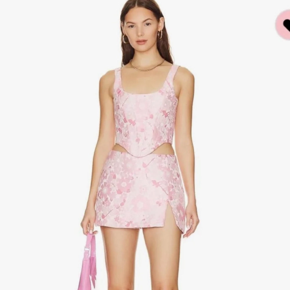 Amanda Uprichard Pink Floral Mini Skirt